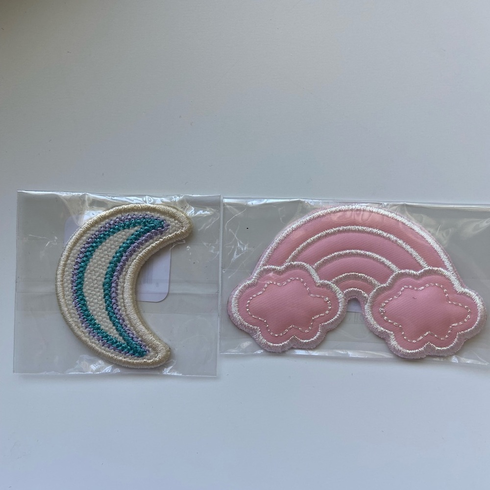 Stoney clover lane set of 2 patches moon and rainbow
